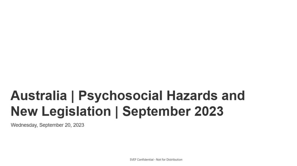 australia psychosocial hazards and new legislation september 2023