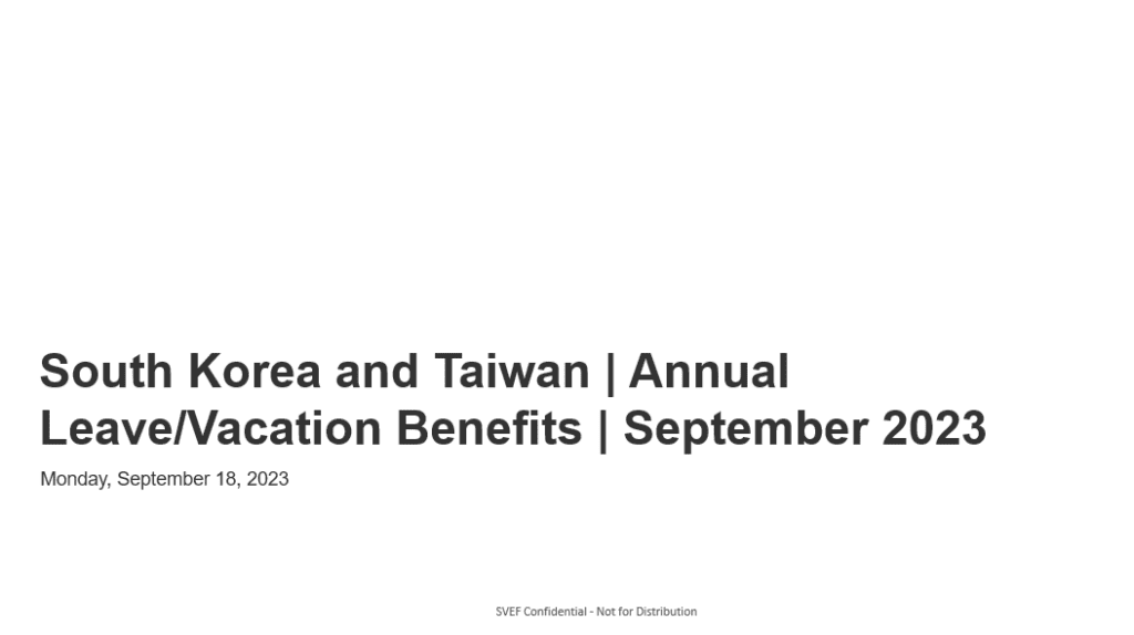 south korea and taiwan annual leave vacation benefits september 2023